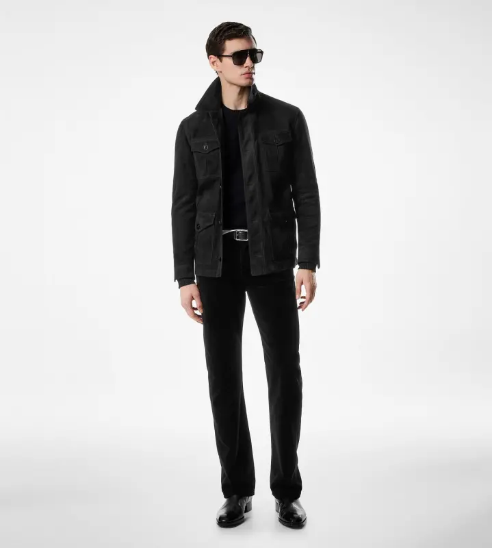SUEDE FOUR POCKET JACKET BLACK online